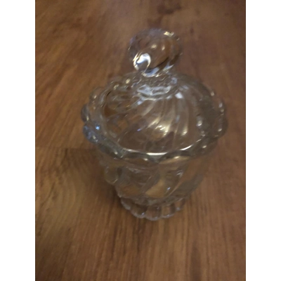 1980s Baccarat Crystal Jam Jar/Mustard Jar/Honey Jar With Lid, Model Bamboo