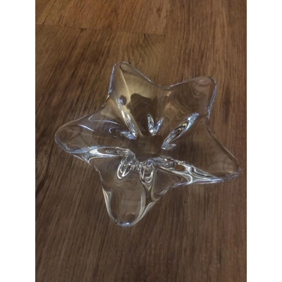 Vintage Baccarat Star Shape Crystal Trinket/Candy Dish: Mid-Century Modern Centerpiece, signed, made