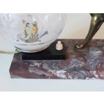 French art deco hunting dog on a marble base with a switched lamp
