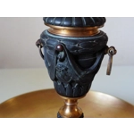 French Antique crystal bronze and brass cornet soliflore vase dried flowers flower arrangement table