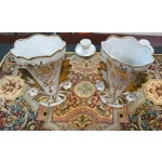 Wonderful pair of Paris vieux porcelain wedding flower vases late 19th century porcelain, France