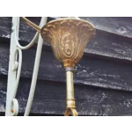 Vintage Empire Style Bronze Chandelier: 5-Arm, Green Lacquered Bowl, Arrow Finial