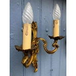 French vintage set of 2 King Louis XVI style Bronze Brass twin arm wall lights wall lamps sconces ,decorative ornate, fine condition C1950s