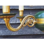 Vintage Empire Style Bronze Chandelier: 5-Arm, Green Lacquered Bowl, Arrow Finial