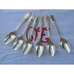 Excellent set of 6 silver plated soup spoons Ercuis 84, France, style Art Nouveau|/Louis XV