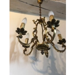 French Antique bronze 5 branch birdcage chandelier in excellent condition solid heavy and Authentic c1940