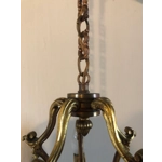 French Antique bronze 5 branch birdcage chandelier in excellent condition solid heavy and Authentic c1940