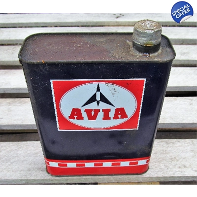Old French Avia gearbox oil tin Avia huile de boite de vitesse publicity man cave retro vintage garage