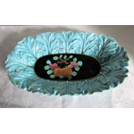 Large vintage majolica fruit plate hand-painted by Faience de Moustiers St Marie Provence, France