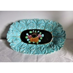 Large vintage majolica fruit plate hand-painted by Faience de Moustiers St Marie Provence, France