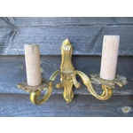 Pretty pair of small petite vintage French bronze brass mix 2 arm wall lights sconces for restoration refurb