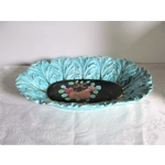 Large vintage majolica fruit plate hand-painted by Faience de Moustiers St Marie Provence, France