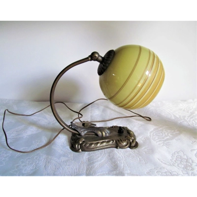 Bauhaus art deco German desk lamp, bronze and glassDRGM c.1930-1940