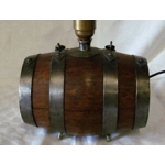 French vintage oak barrel lamp