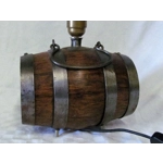 French vintage oak barrel lamp