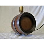 French vintage oak barrel lamp