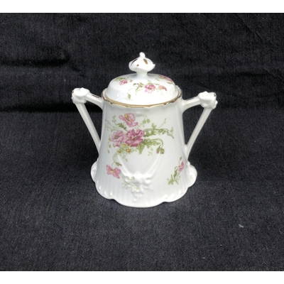 A graceful big antique porcelain sugar bowl made by the Limoges manufactory Balleroy & Cie after 190
