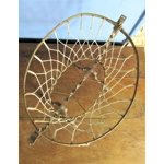 Antique French wrought iron and cotton mesh doll cradle.C1920