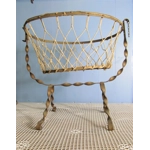 Antique French wrought iron and cotton mesh doll cradle.C1920