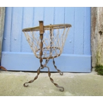 Antique French wrought iron and cotton mesh doll cradle.C1920