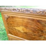 Antique French art deco arts and crafts double bed frame,sunburst design with floral carvings to the head and footboard