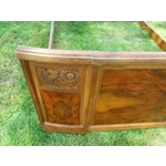 Antique French art deco arts and crafts double bed frame,sunburst design with floral carvings to the head and footboard
