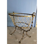 Antique French wrought iron and cotton mesh doll cradle.C1920