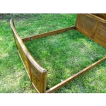 Antique French art deco arts and crafts double bed frame,sunburst design with floral carvings to the head and footboard