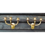 Antique Bronze and Brass 3 arm candle wall sconces Piano Organ early 1900s