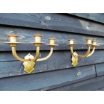 Antique Bronze and Brass 3 arm candle wall sconces Piano Organ early 1900s