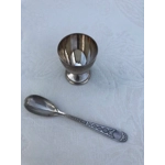 Vintage silver-plated set for church communion: a small silver-plated cup and a spoon from the famous company Christofle, France