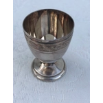 Vintage silver-plated set for church communion: a small silver-plated cup and a spoon from the famous company Christofle, France