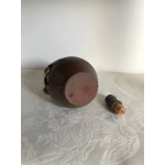 Vintage French stoneware Calvados jug with a carved stopper depicting a male face, France vintage storage bottle