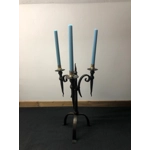 Stylish Tudor medieval style iron and steel 3 branch candle holder solid and very well made