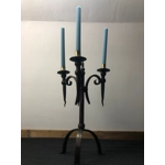 Stylish Tudor medieval style iron and steel 3 branch candle holder solid and very well made