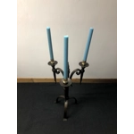 Stylish Tudor medieval style iron and steel 3 branch candle holder solid and very well made