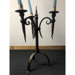 Stylish Tudor medieval style iron and steel 3 branch candle holder solid and very well made