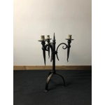 Stylish Tudor medieval style iron and steel 3 branch candle holder solid and very well made