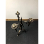 Stylish Tudor medieval style iron and steel 3 branch candle holder solid and very well made