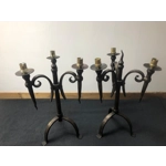 Stylish Tudor medieval style iron and steel 3 branch candle holder solid and very well made