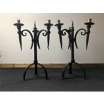 Stylish Tudor medieval style iron and steel 3 branch candle holder solid and very well made
