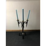 Stylish Tudor medieval style iron and steel 3 branch candle holder solid and very well made
