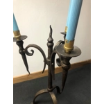 Stylish Tudor medieval style iron and steel 3 branch candle holder solid and very well made
