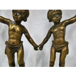 Antique Cherub Brass and Bronze rare table lamps large size