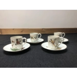 Porcelain de Paris, Four coffee pairs (litron cup and saucer) for espresso made of fine porcelain