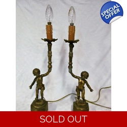 Antique Cherub Brass and Bronze rare table lamps..