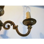 French brass and bronze 3 branch arm elegant vintage chandelier