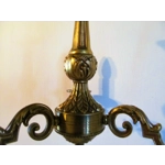 French brass and bronze 3 branch arm elegant vintage chandelier