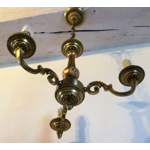 French brass and bronze 3 branch arm elegant vintage chandelier