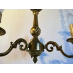 French brass and bronze 3 branch arm elegant vintage chandelier